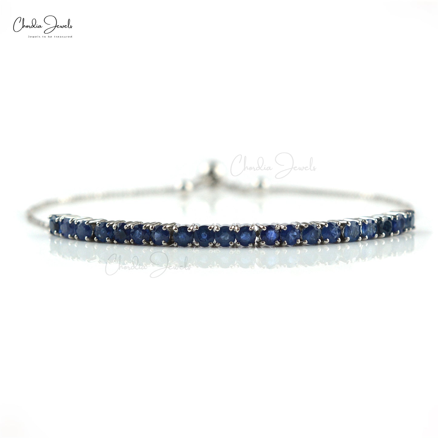 Rhodium Plated Sapphire CZ Bracelet Made With Sterling Silver - Gleam Jewels