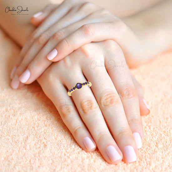 Amazon.com: Black Stone Ring for Women - Dainty Handmade Gemstone Rings  Bohemian Statement Minimalist Brass Gold Plated Ring (Silver Plated, 8 US)  : Handmade Products