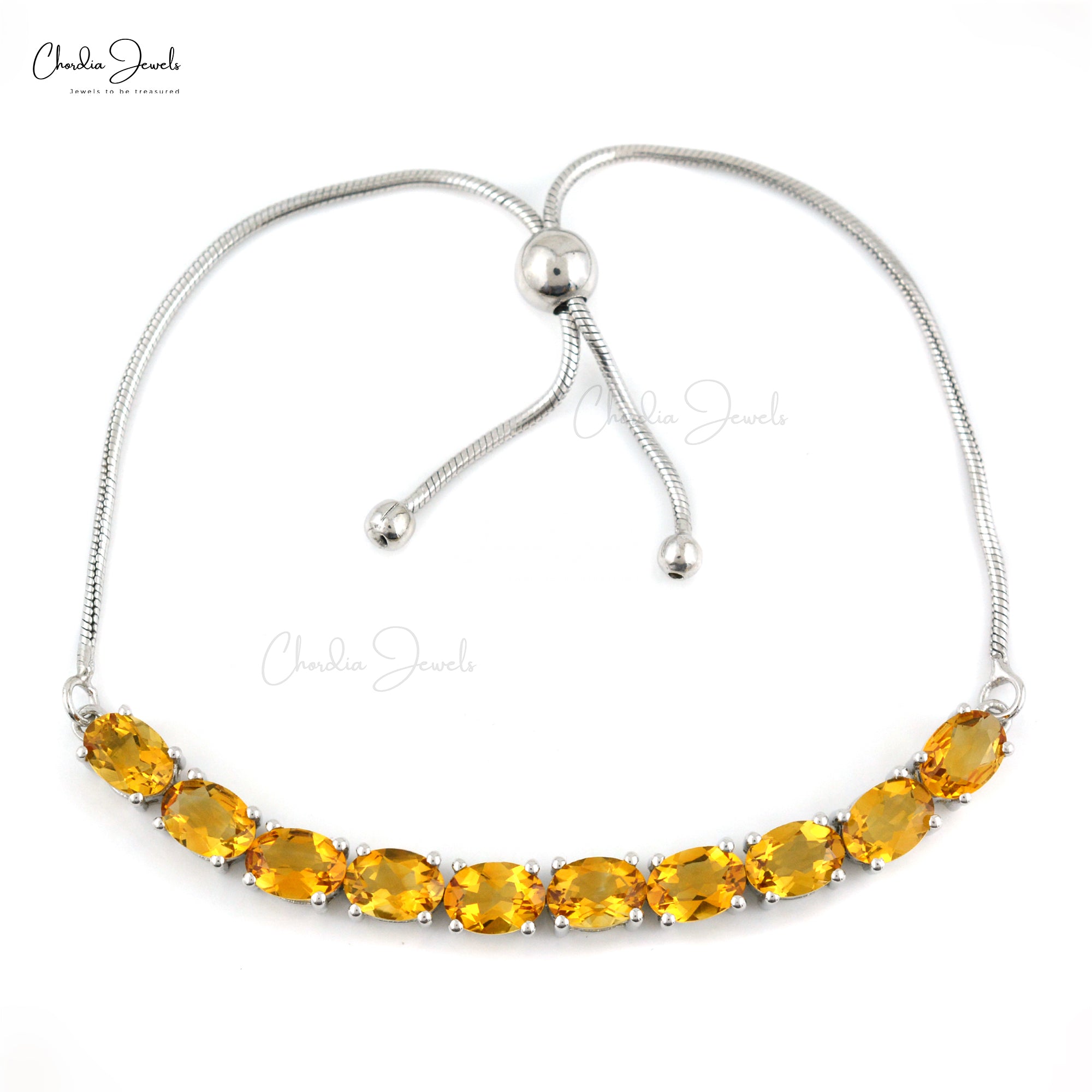 Citrine Bracelet set in Sterling Silver 925 length optionally adjustable, Yellow Translucent Jewel, Natural stone women bracelet, buy Gift her