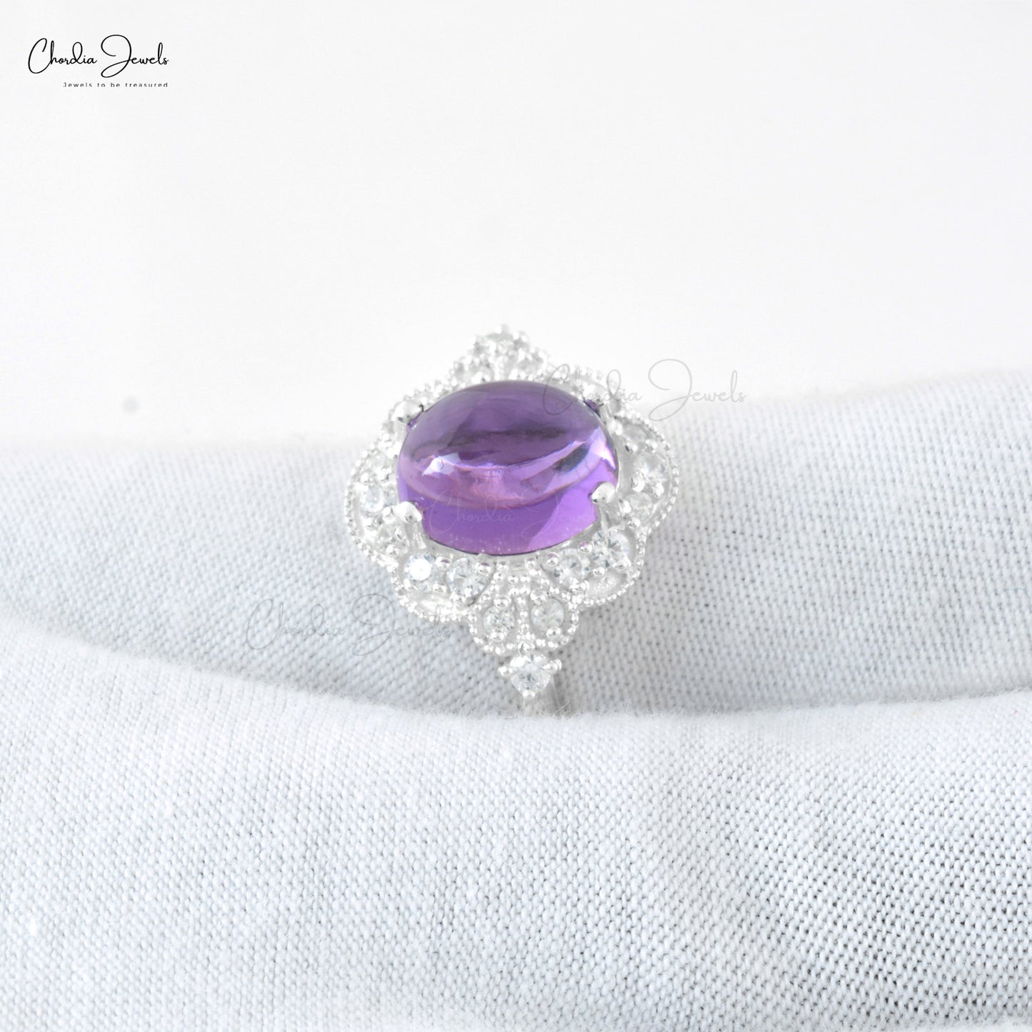 Art Deco Ring Natural Amethyst Engagement Ring 925 Sterling Silver Cubic Zircon Fashion Jewelry At Wholesale Price