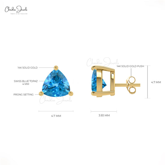 14k Solid Gold Swiss Blue TopaZ Earrings