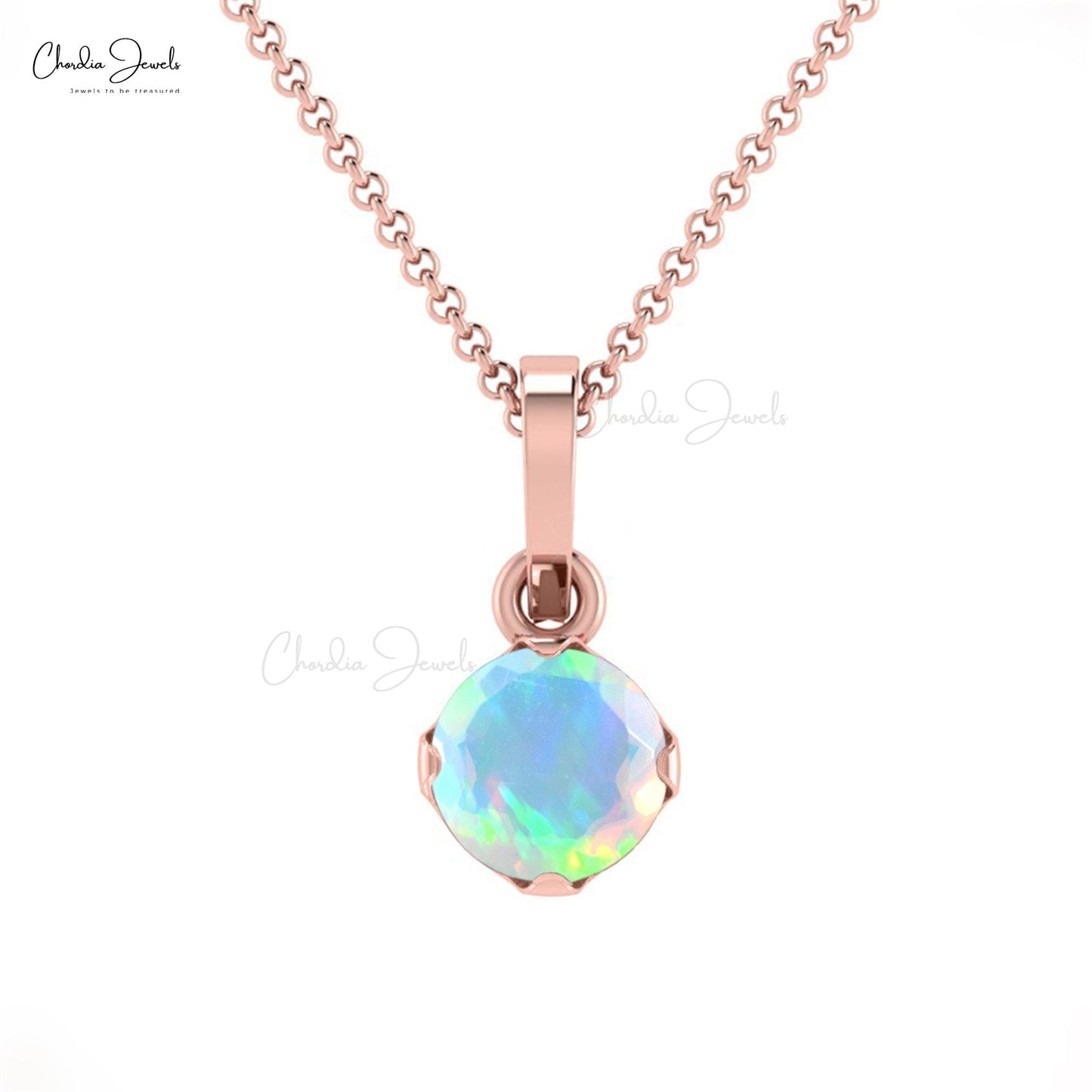 Classic Round 4mm Natural Solitaire Opal Pendant