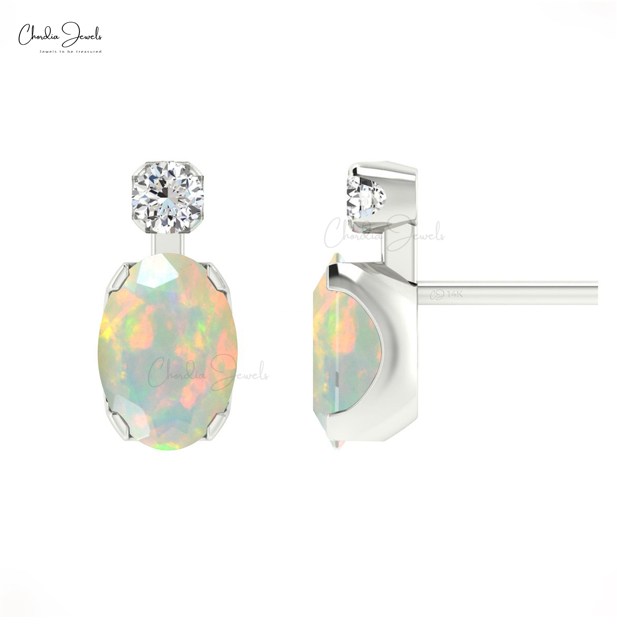 Culturesse Siria Sterling Silver Opal 4mm Dainty Stud Earrings 18 K Gold  Plating | W Lane