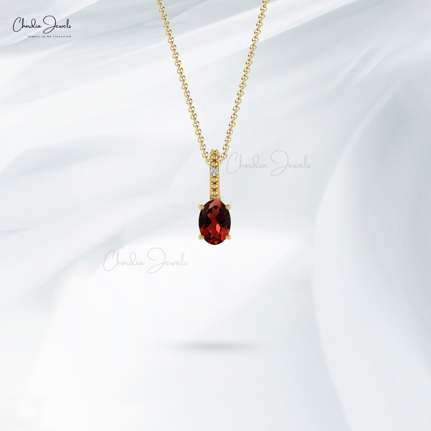 Two Stone Women Pendant in 14k Real Gold With 0.58 Red Garnet Gemstone Necklace