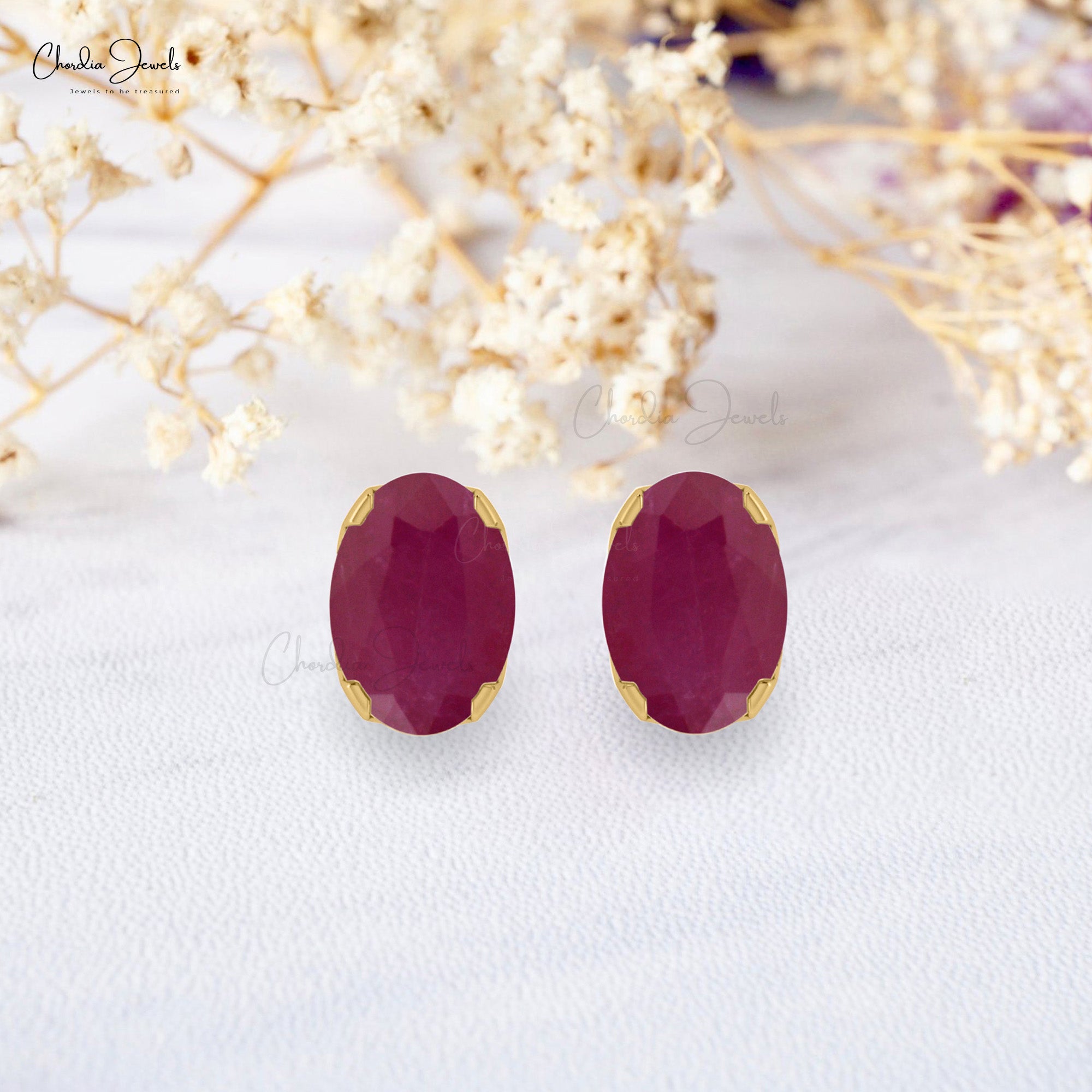 Natural ruby shop stud earrings