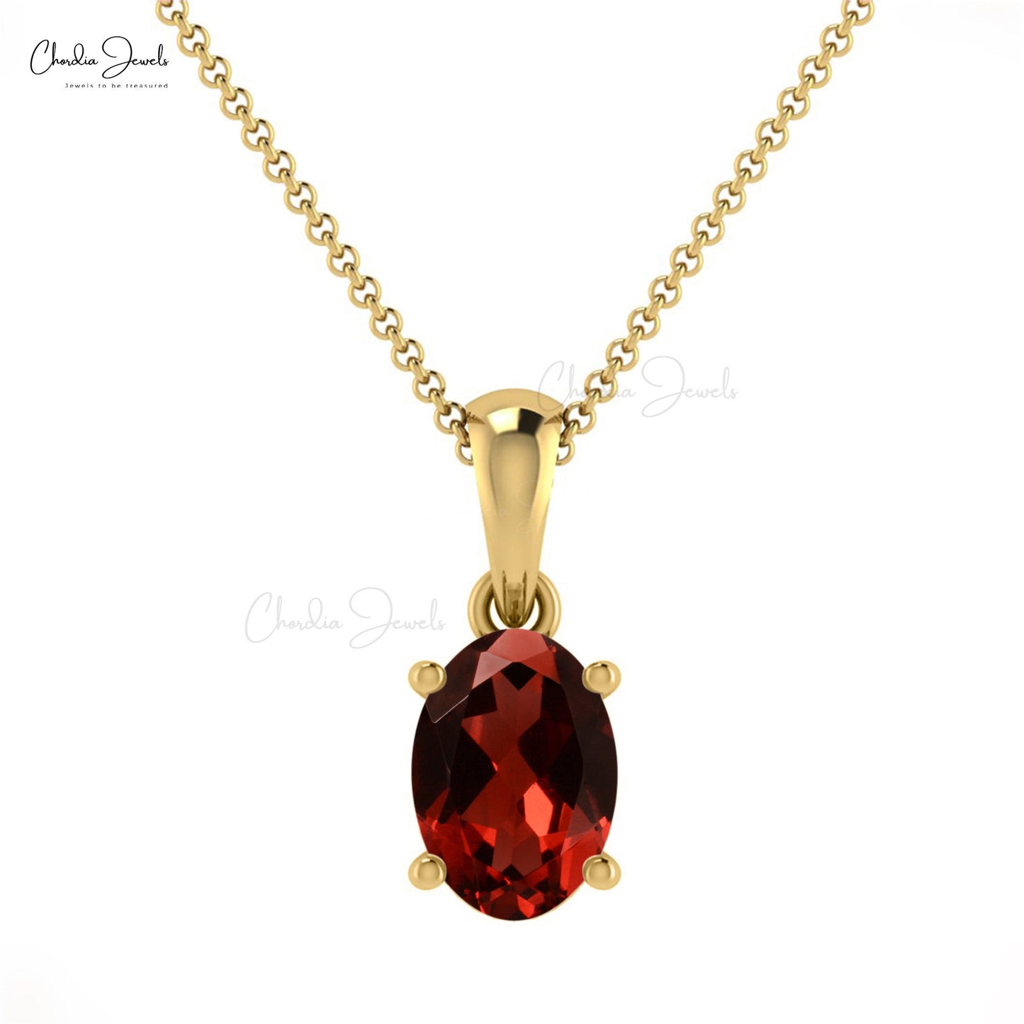 Genuine Natural Oval Garnet in 14k Solid Gold Gemstone Pendant