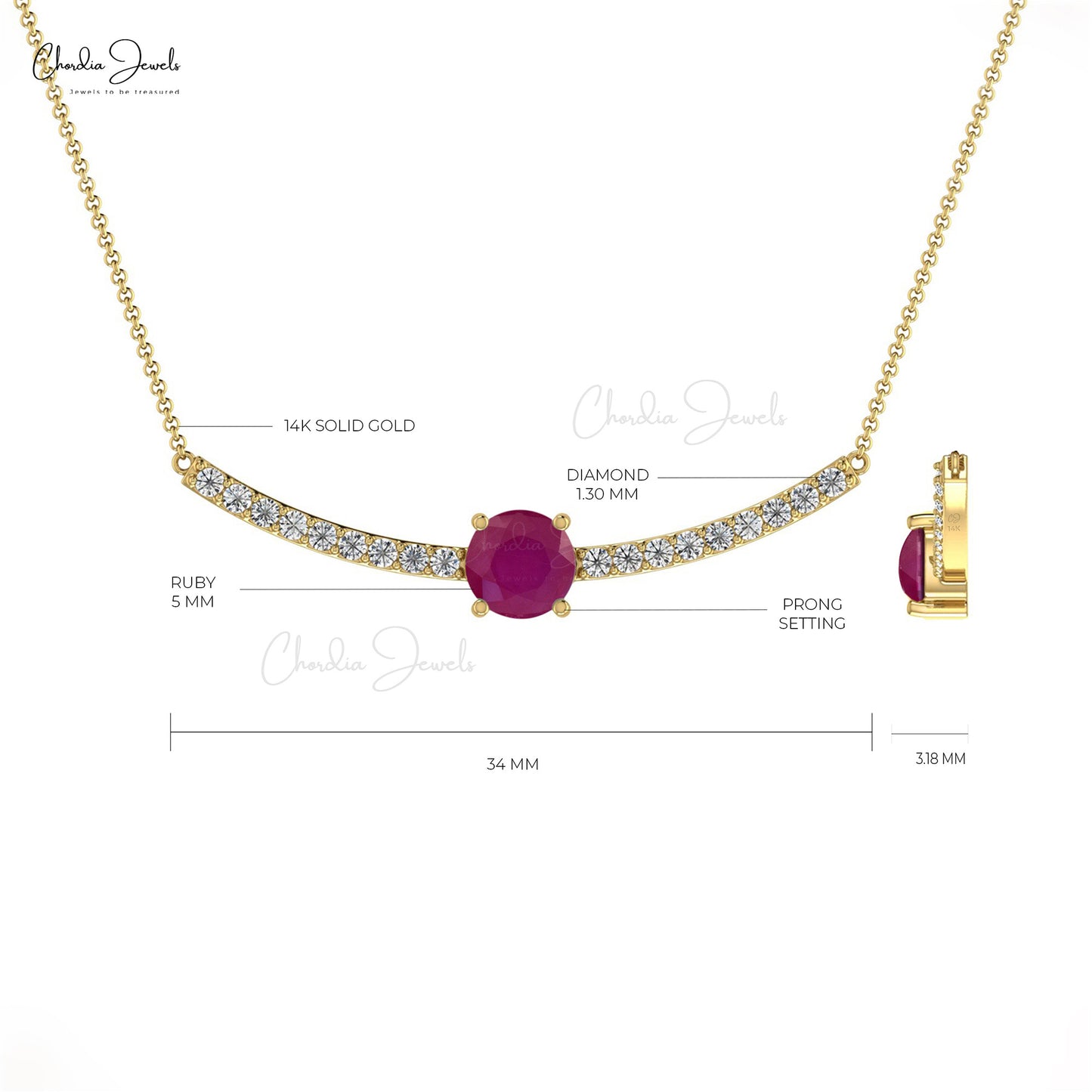 14K Gold Birthstone Necklace For Her