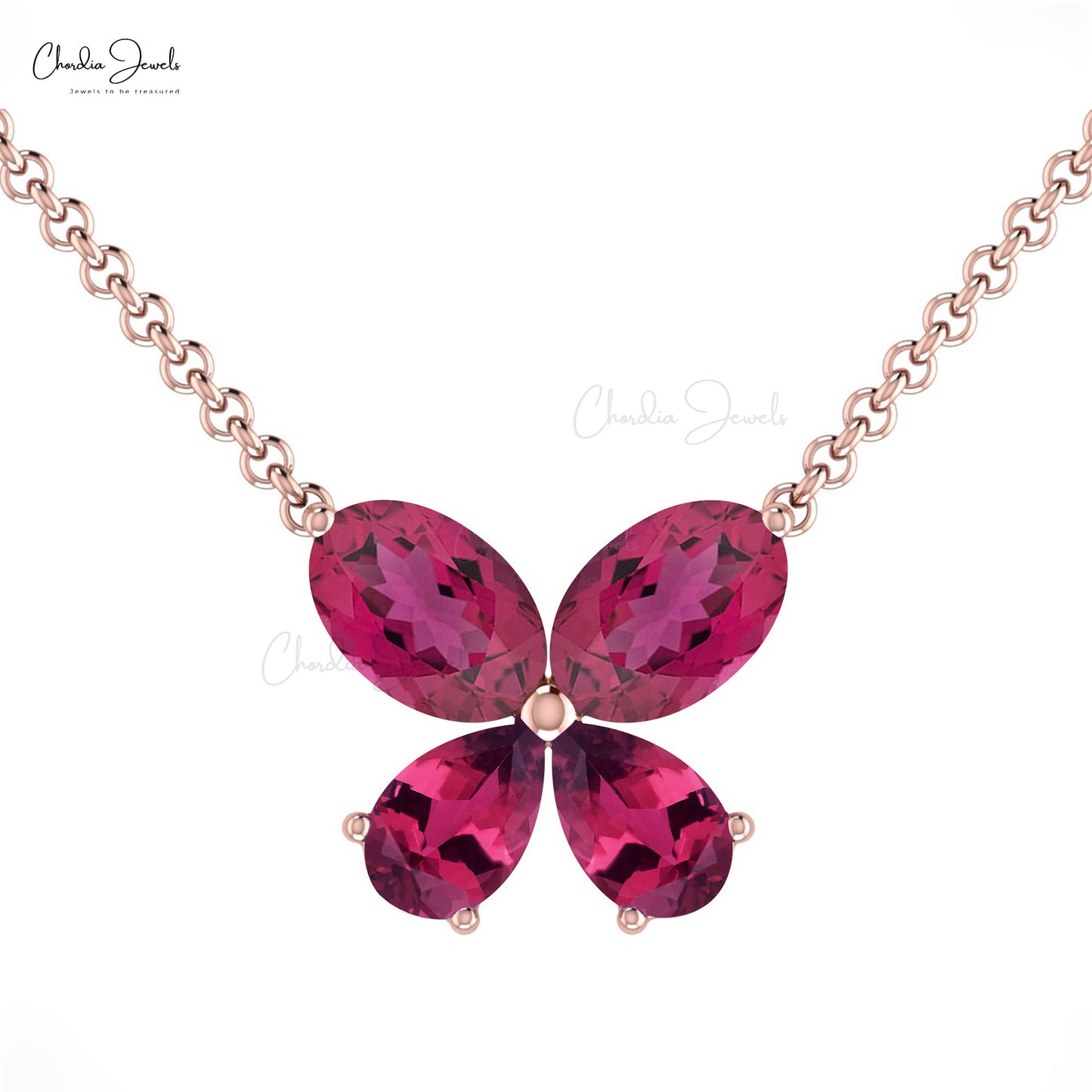 Real Tourmaline Butterfly Necklace 