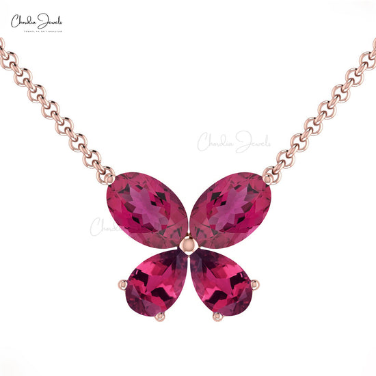 Real Tourmaline Butterfly Necklace 