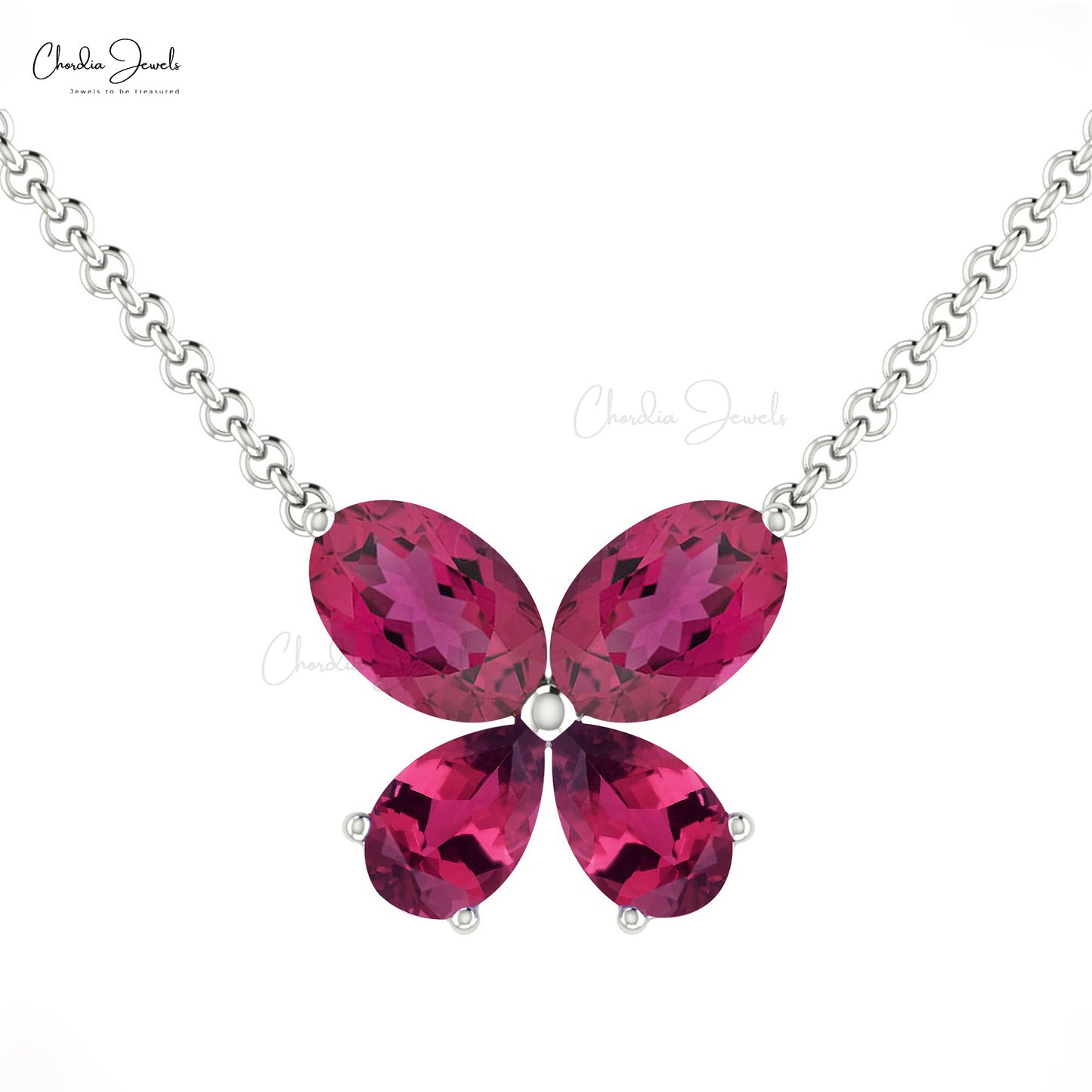 Real Tourmaline Butterfly Necklace 