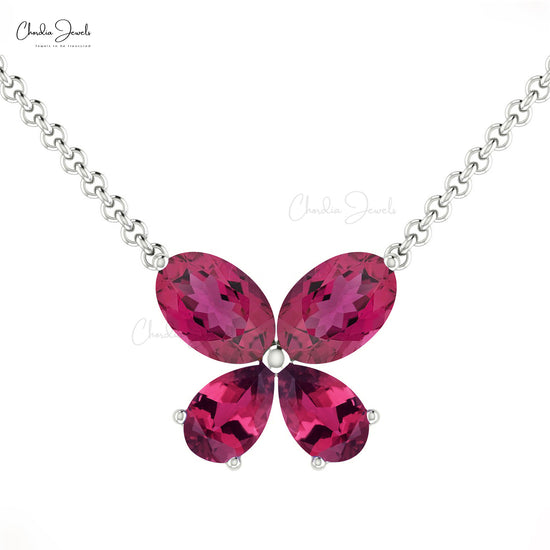 Real Tourmaline Butterfly Necklace 