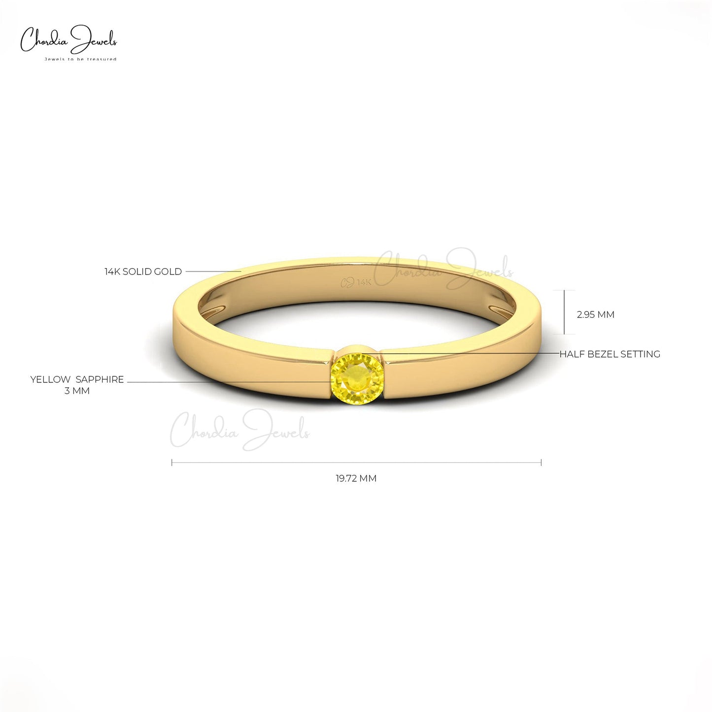 Round Cut Yellow Sapphire Solitaire Ring in 14K Gold