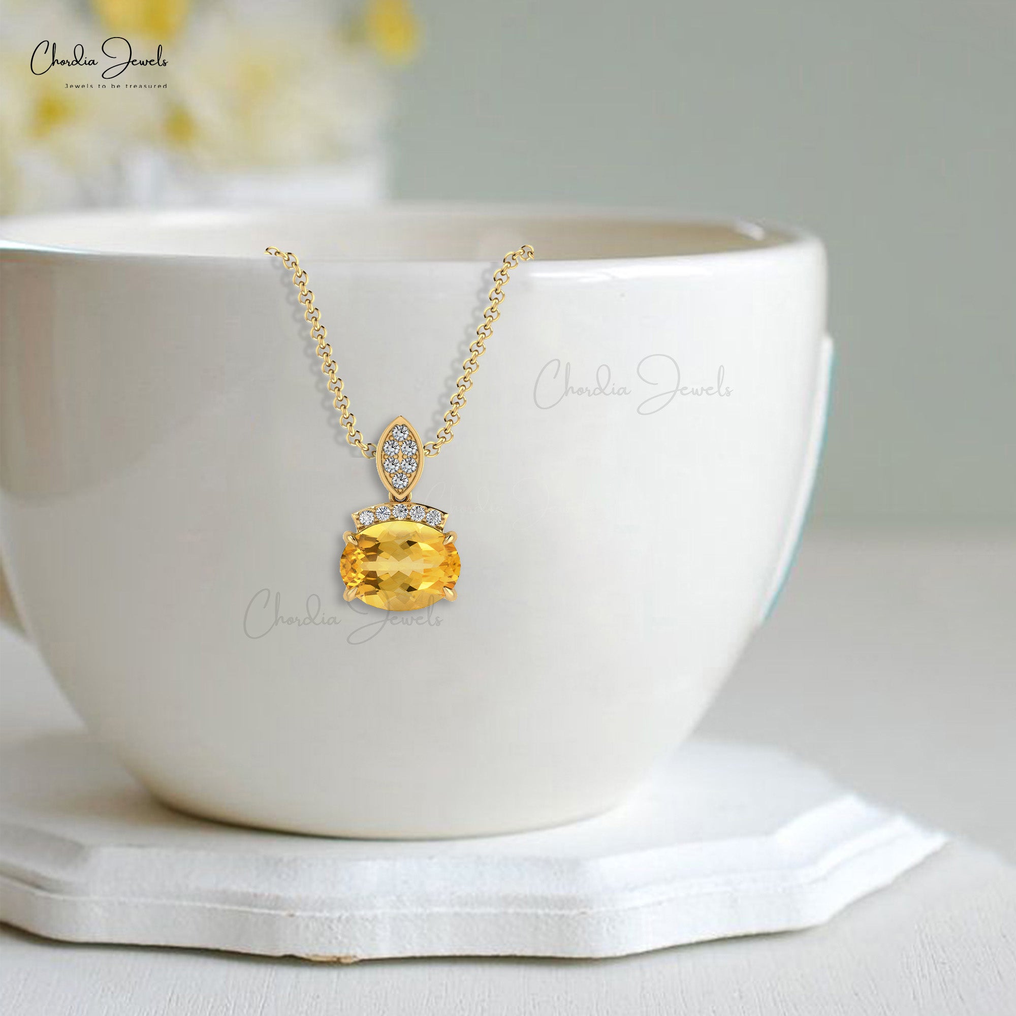 Coffee Mug 14K Gold Charm