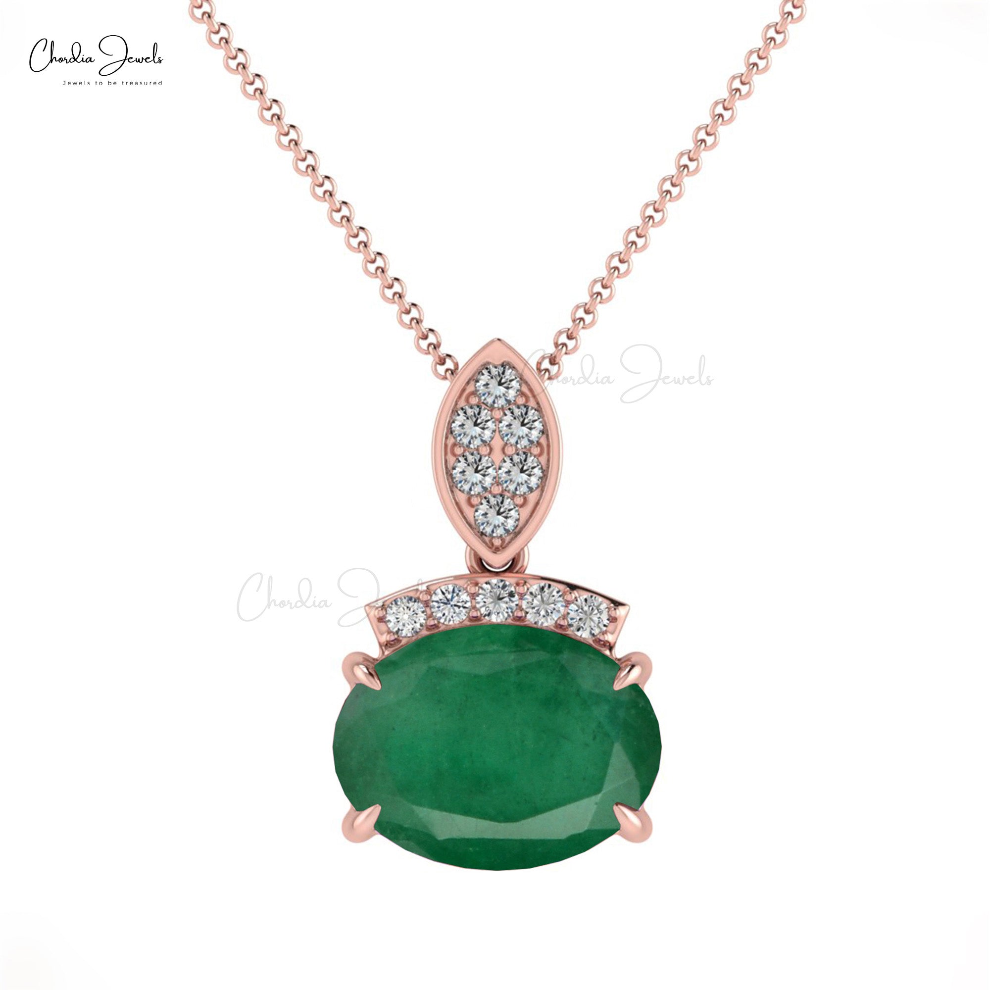 14k Genuine Emerald/Diamonds store pendent