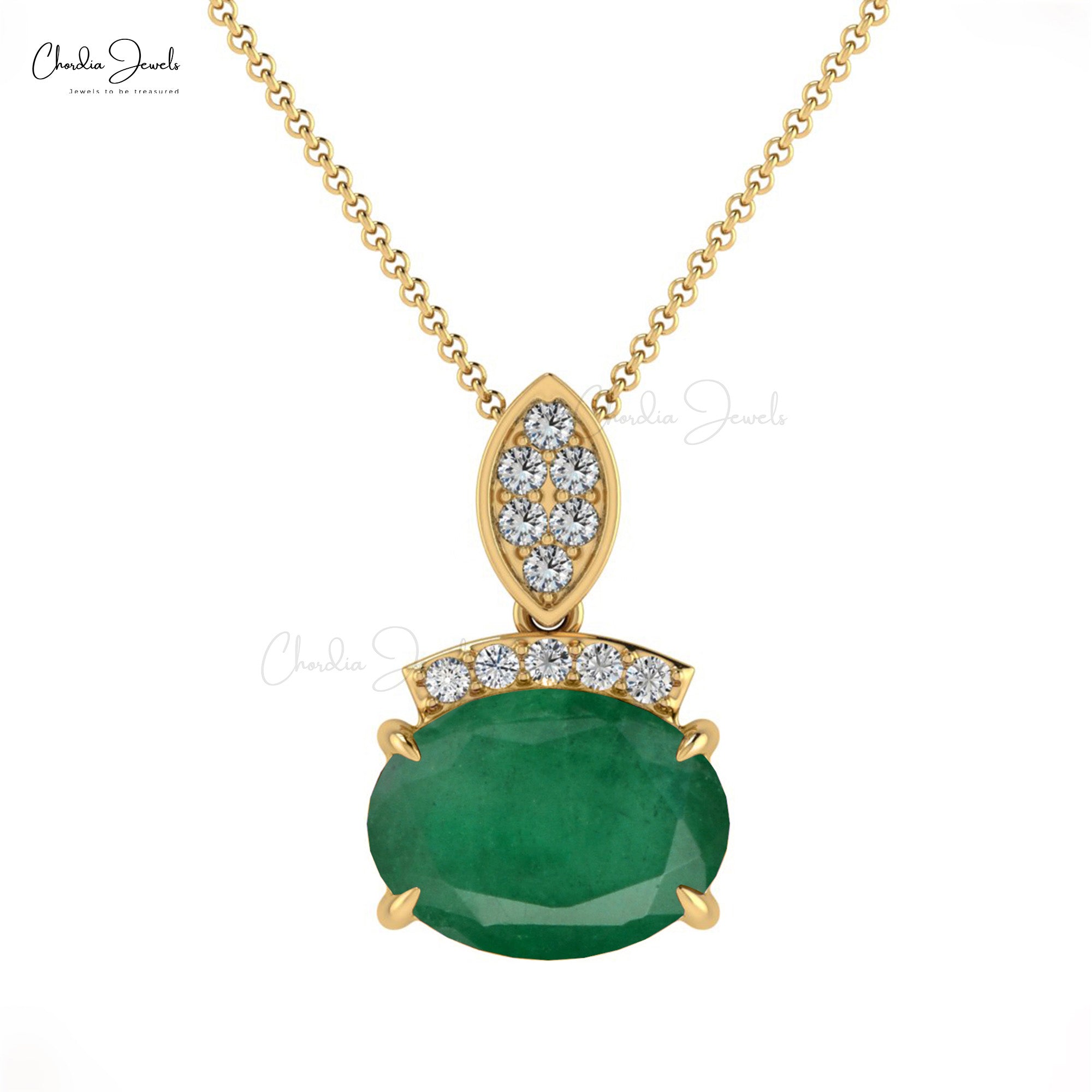 14K Gold Diamond or Emerald Clover necklace