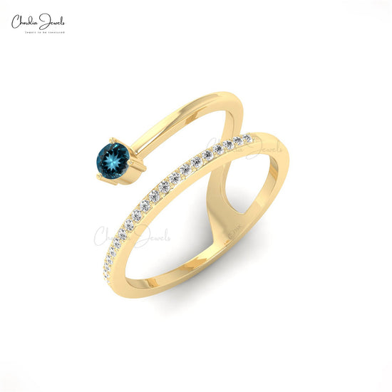 Dainty London Blue Topaz 14k Solid Gold Daily Wear Ring For Women