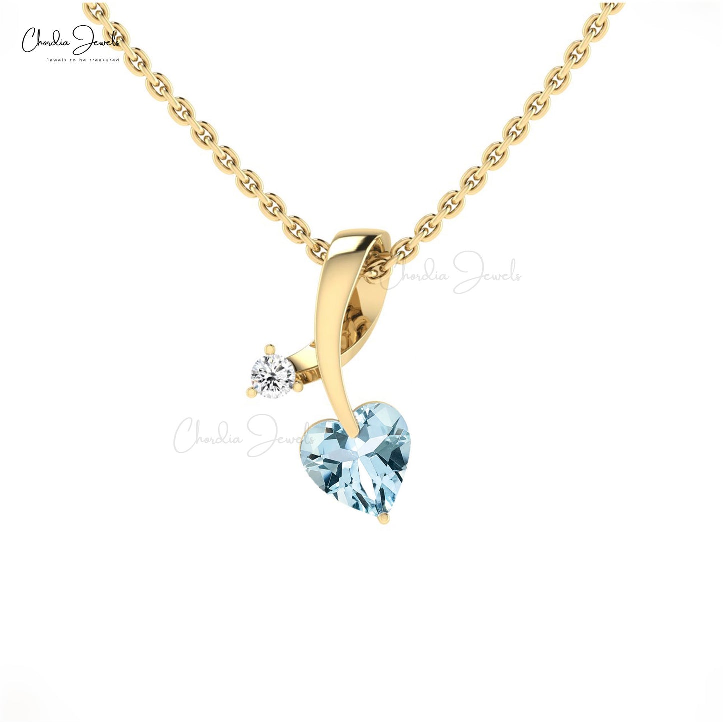 AAA Aquamarine Twisted Diamond Pendant 14k Solid Gold Pendant For Women's