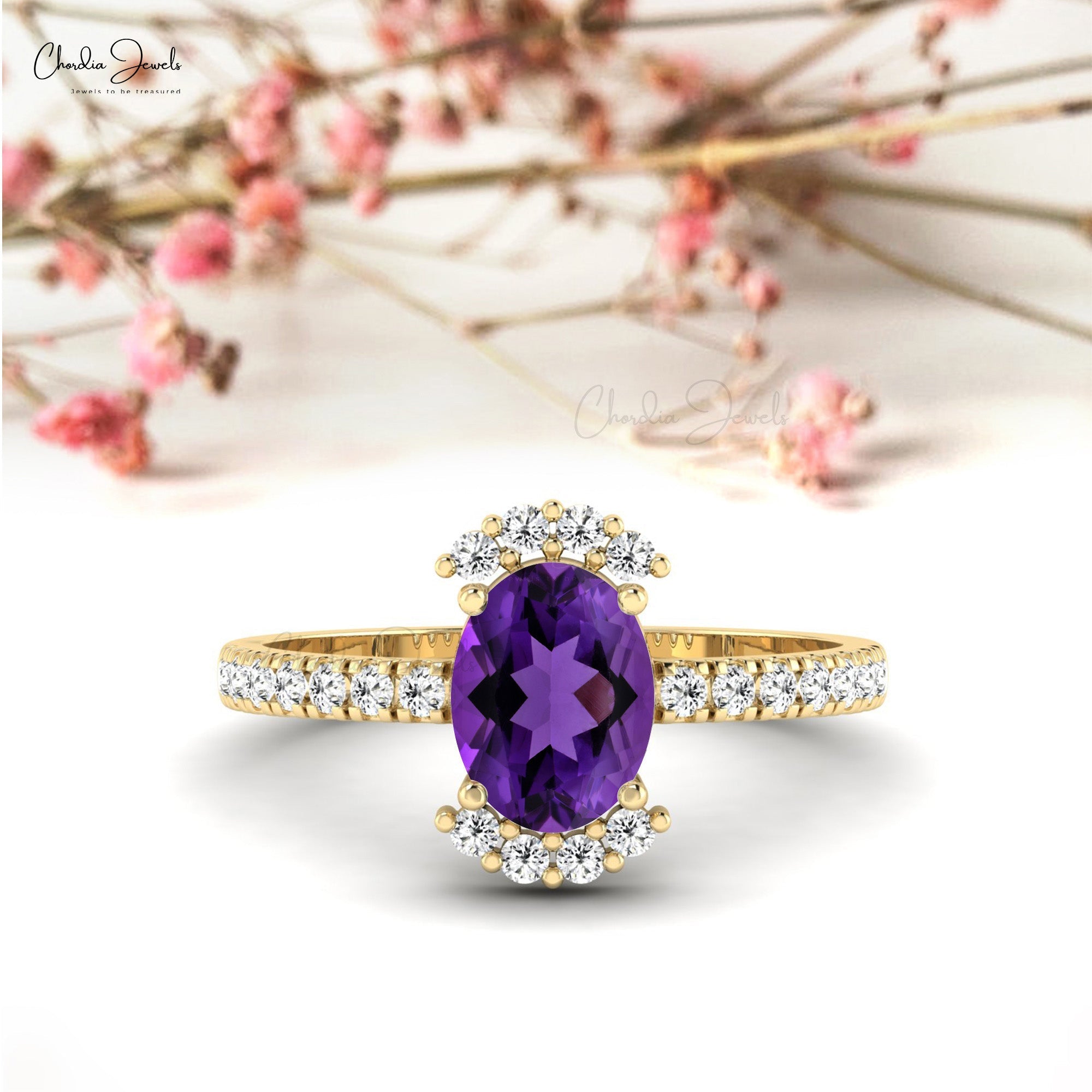 Amethyst hot sale halo ring