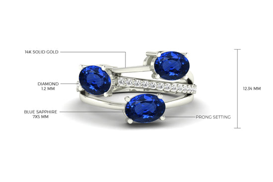 14 k Paladium white gold ring set with Genuine blue sapphire and Diamonds –  Salies Jewellery | Renowned Gem and Jewellery merchants in Sri Lanka