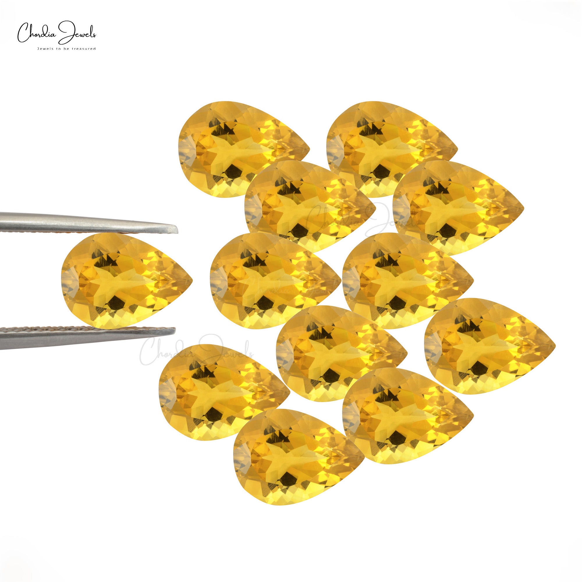 Natural Citrine faceted Gemstone 1 pair 10x12 mm Pear normal cut Loose Gemstones calibrated pair of same size top