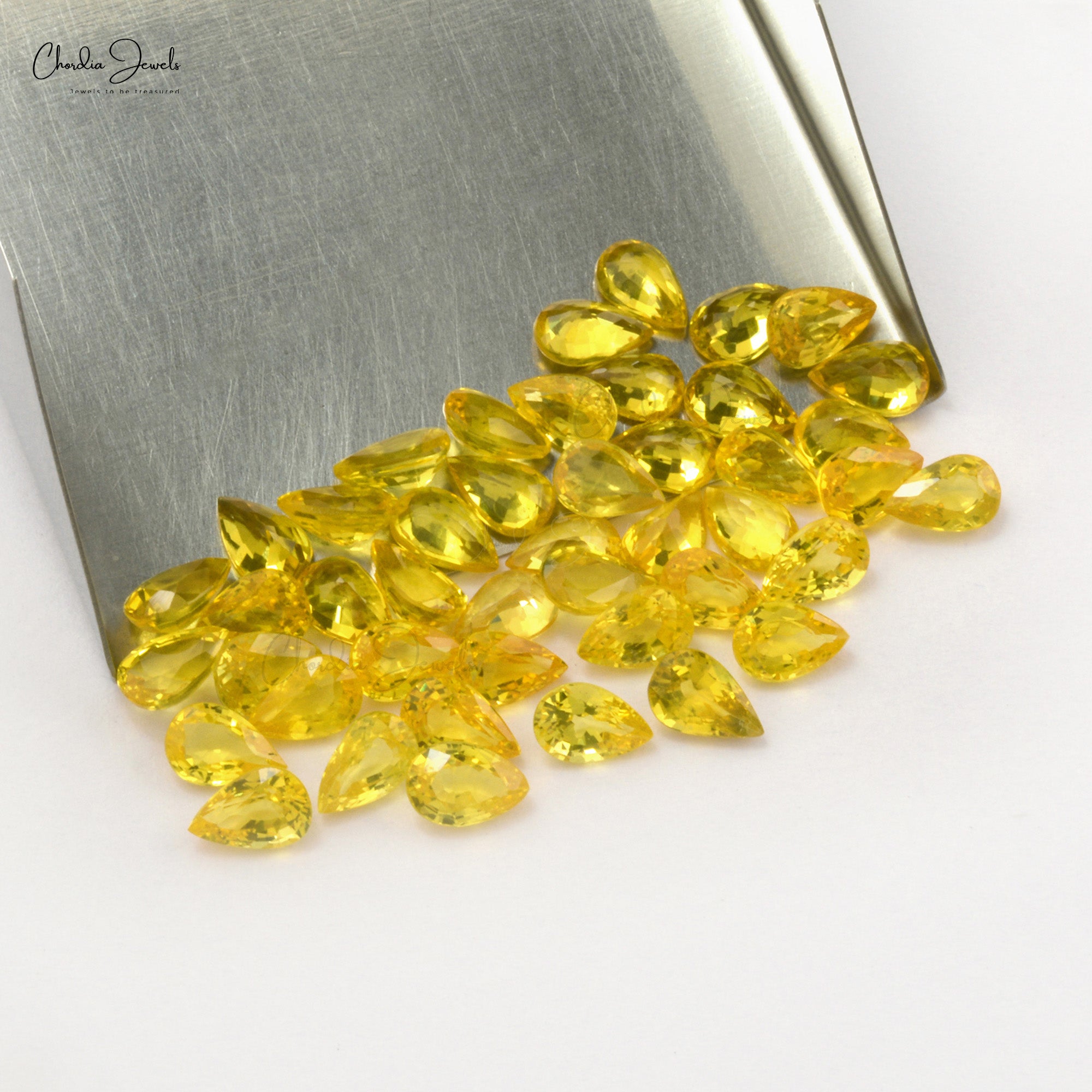 AAA+ orders Natural Yellow Sapphire Pear Shape Beads, Faceted Beads, Beads For Jewelry Making, Loose Gemstone Lot, 45 Carat, 5x3 To 3x2 MM