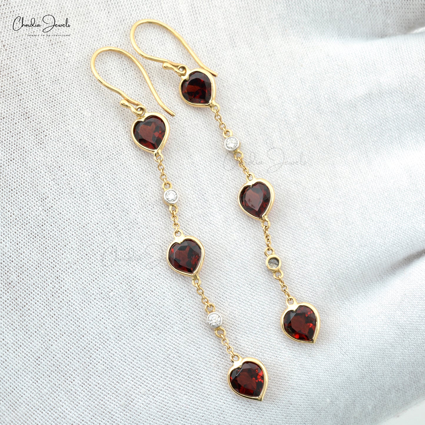 Heart Cut Natural Red Garnet Dangling Pendant in 14k Solid Yellow Gold