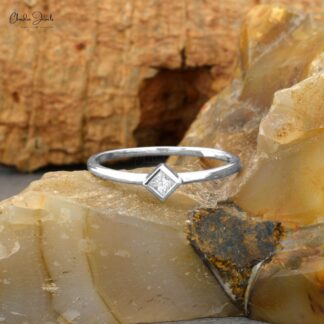 Solitaire Wedding Ring In 14k White Gold G-H Diamond April Birthstone Promise Rings