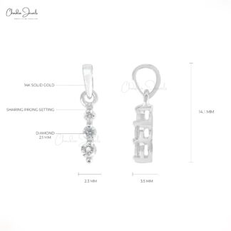 Dangling 3 Stone Locket In Pure 14k White Gold G-H Diamond 0.1 Ct Round Cut Pendant