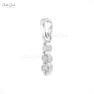 Dangling 3 Stone Locket In Pure 14k White Gold G-H Diamond 0.1 Ct Round Cut Pendant
