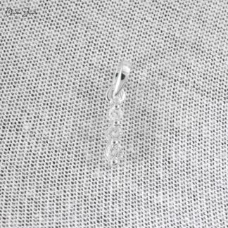 Dangling 3 Stone Locket In Pure 14k White Gold G-H Diamond 0.1 Ct Round Cut Pendant