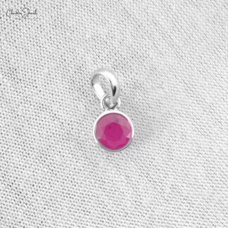 Natural Burma Ruby Bezel Set Pendant In 14k White Gold Solitaire Handmade Jewelry
