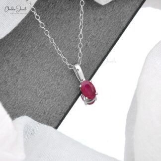 Solitaire Burma Ruby Charm with 0.41 Ct Gemstone Prong Set In 14k Solid Gold Pendant