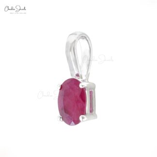 Solitaire Burma Ruby Charm with 0.41 Ct Gemstone Prong Set In 14k Solid Gold Pendant
