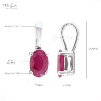Solitaire Burma Ruby Charm with 0.41 Ct Gemstone Prong Set In 14k Solid Gold Pendant