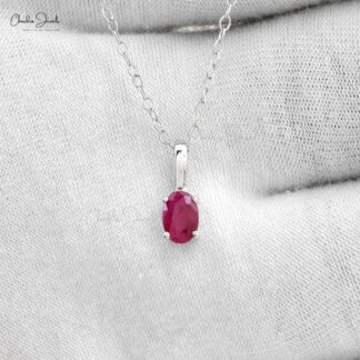 Solitaire Burma Ruby Charm with 0.41 Ct Gemstone Prong Set In 14k Solid Gold Pendant