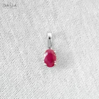 Solitaire Burma Ruby Charm with 0.41 Ct Gemstone Prong Set In 14k Solid Gold Pendant
