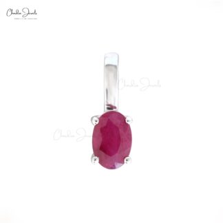 Solitaire Burma Ruby Charm with 0.41 Ct Gemstone Prong Set In 14k Solid Gold Pendant