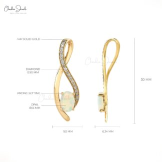 Natural Opal Gemstone Overlay Pendant in 14k Yellow Gold Diamond Handmade Necklace