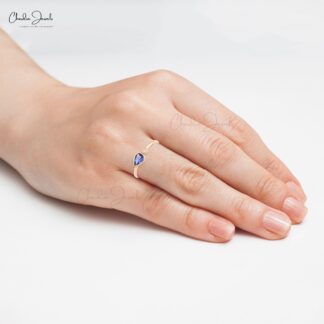 Natural Tanzanite Bezel Set Ring In 14k Rose Gold Gemstone And G-H Diamond Fine Jewelry