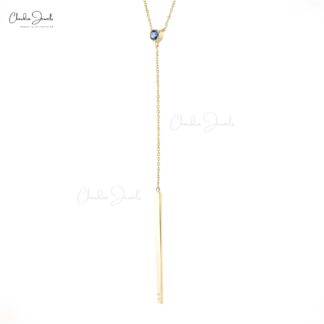 Single Stone Y Shape Necklace With 3.5mm Tanzanite Bezel Set In 14k Yellow Gold Necklace