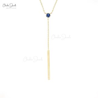 Single Stone Y Shape Necklace With 3.5mm Tanzanite Bezel Set In 14k Yellow Gold Necklace