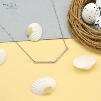 Exclusive Designer Light Weight Round Shape Diamond Minimalist Necklace Pendant For Wedding Pure 14k White Gold Jewelry Christmas Day Gift