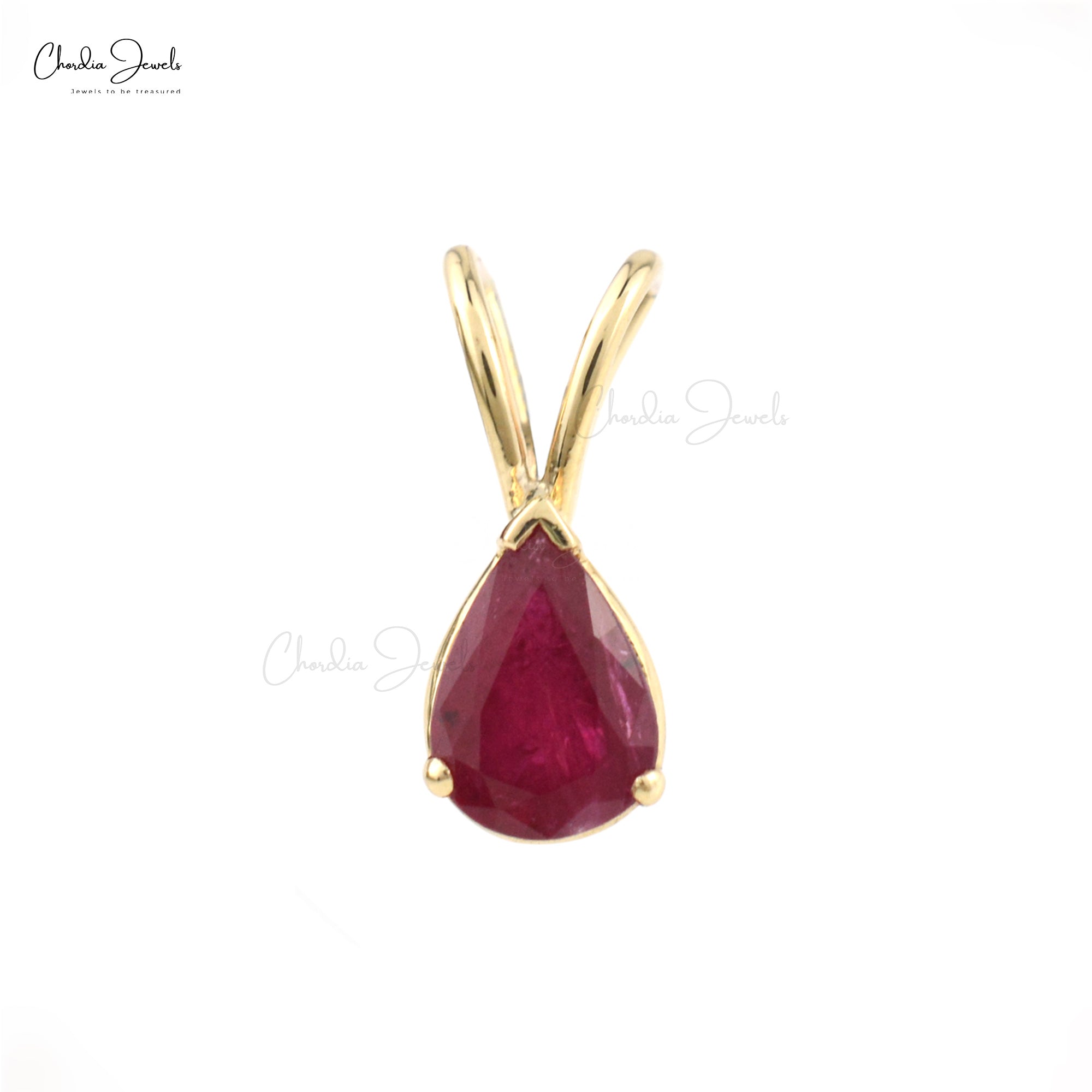 Tear Drop Women Pendant In 14k Yellow Gold Burma Ruby 7x5mm Gemstone Solitaire Pendant