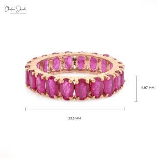 Natural Ruby Eternity Band In 14k Pure Rose Gold Gemstone Handmade Wedding Ring