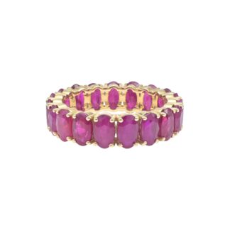 Gemstone Women Band In 14k Yellow Gold Ruby July Birthstone Eternity Ring Size US5
