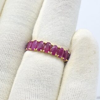 Gemstone Women Band In 14k Yellow Gold Ruby July Birthstone Eternity Ring Size US5