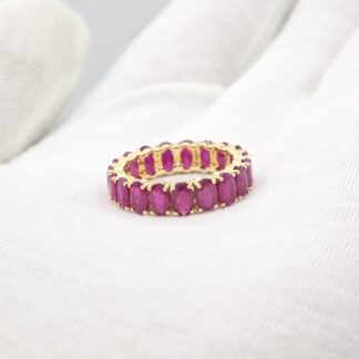 Gemstone Women Band In 14k Yellow Gold Ruby July Birthstone Eternity Ring Size US5