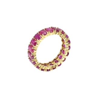 Gemstone Women Band In 14k Yellow Gold Ruby July Birthstone Eternity Ring Size US5