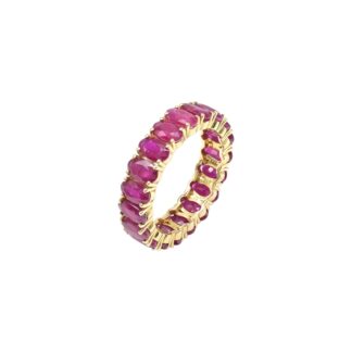 Gemstone Women Band In 14k Yellow Gold Ruby July Birthstone Eternity Ring Size US5