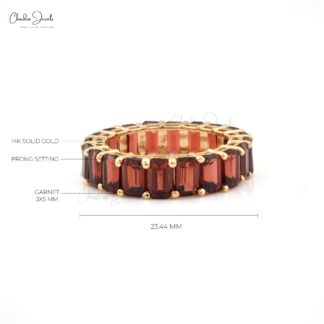 Octagon Cut Natural Garnet Full Eternity Band For Women in 14k Solid Yellow Gold